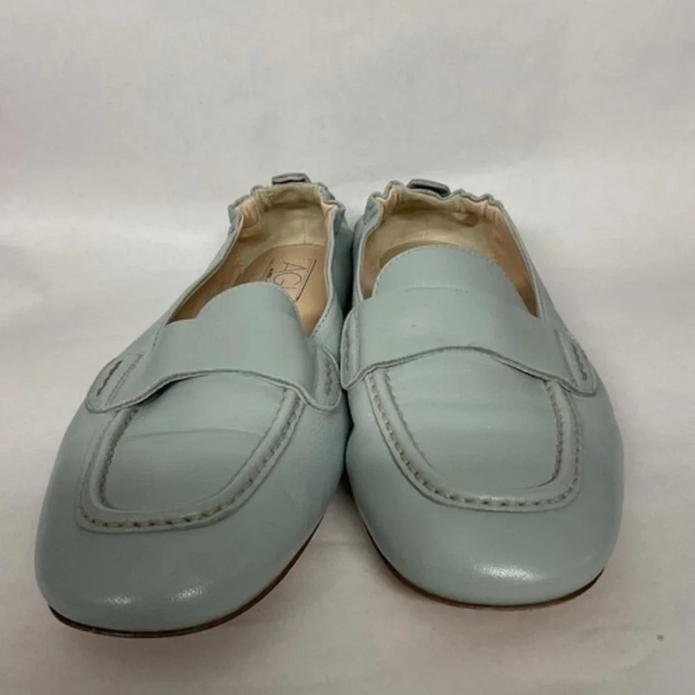 AGL Mara Pure Gray/Blue Kidskin Softened Moccasin Loafers Women 41/US11 Italy
